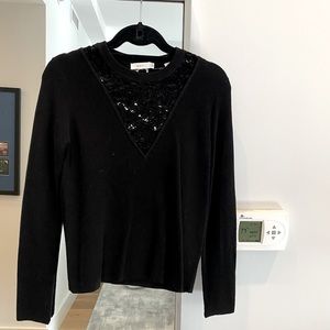 ALC fitted sweater with lace accent. Black. Size S.